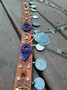 Brown Leather Belt with Moons and Talhakimt