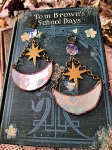 Stained glass moon earrings