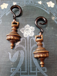 Antique brass weighted earrings