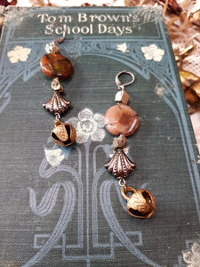 Rhodonite and pyrite earrings