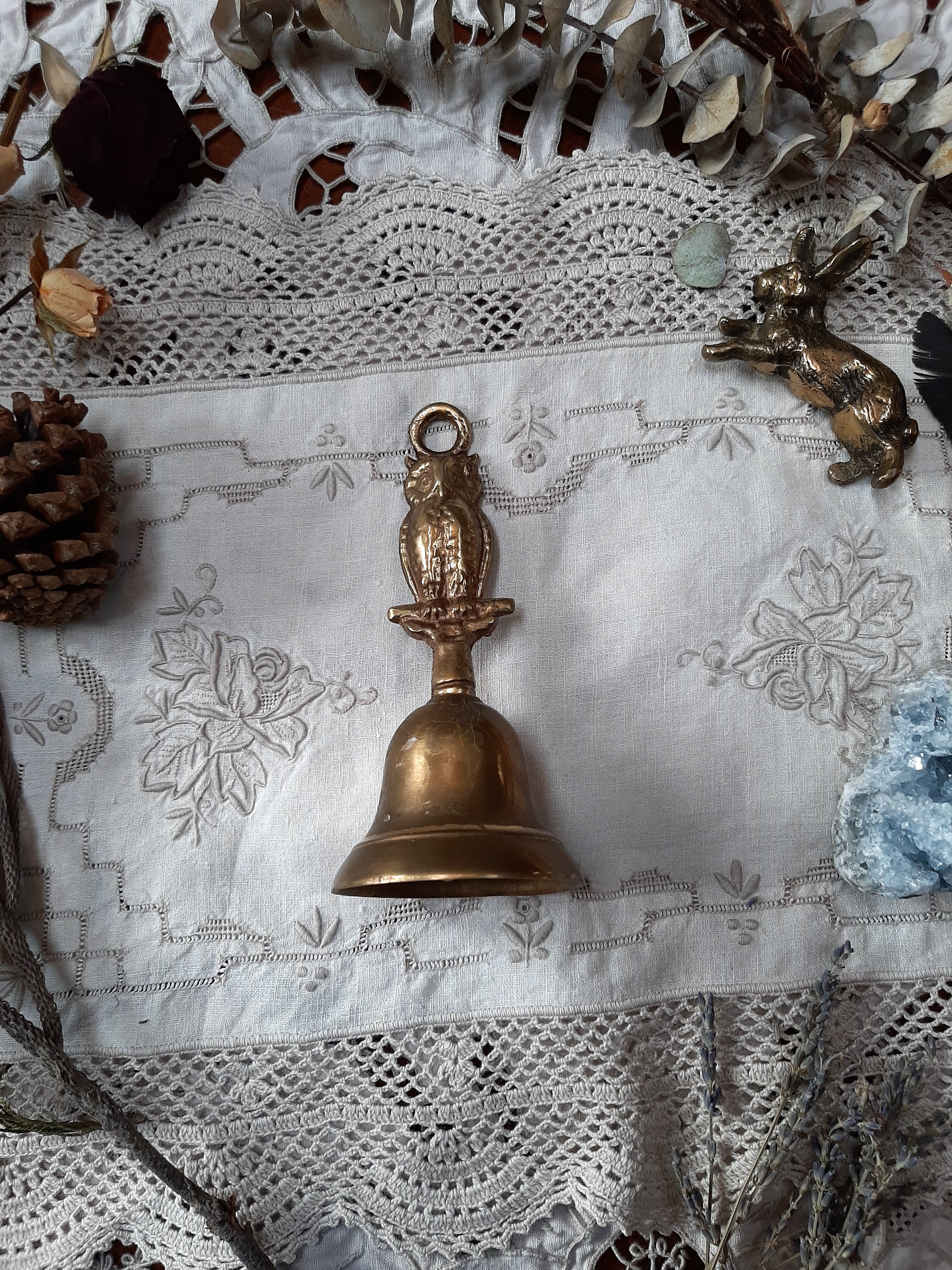 Vintage brass owl bell