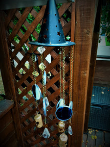 Stained glass moon phase windchimes