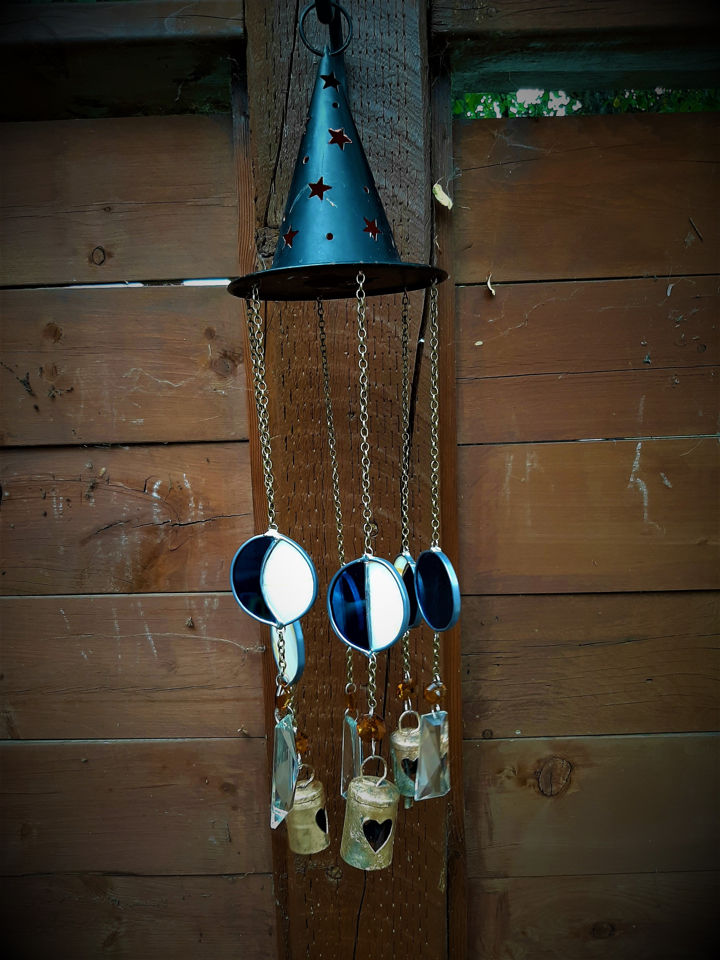 Stained Glass Moon Phase Windchime