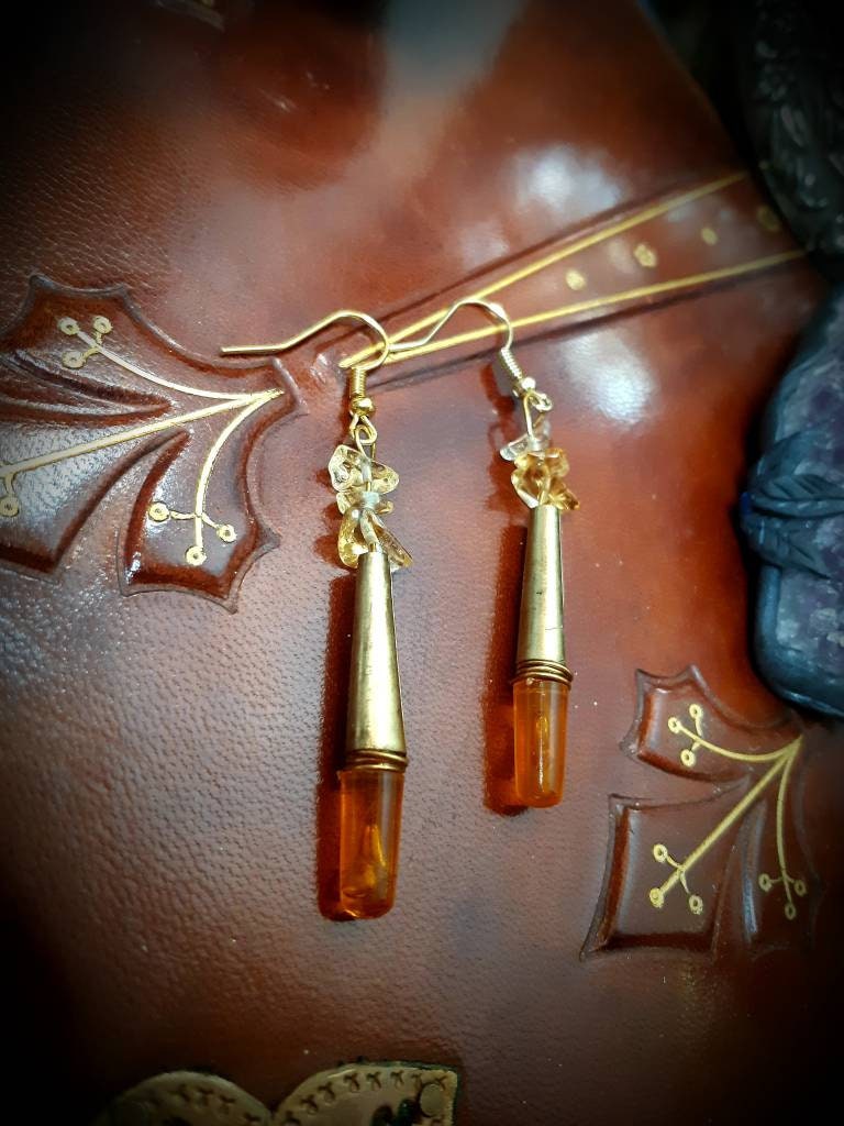 Citrine with amber colored kite brite earrings