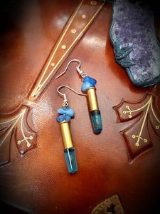 Blue lite brite and agate earrings
