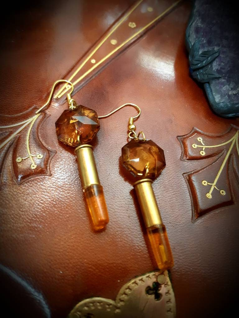 Amber chandelier and litebright crystal earrings