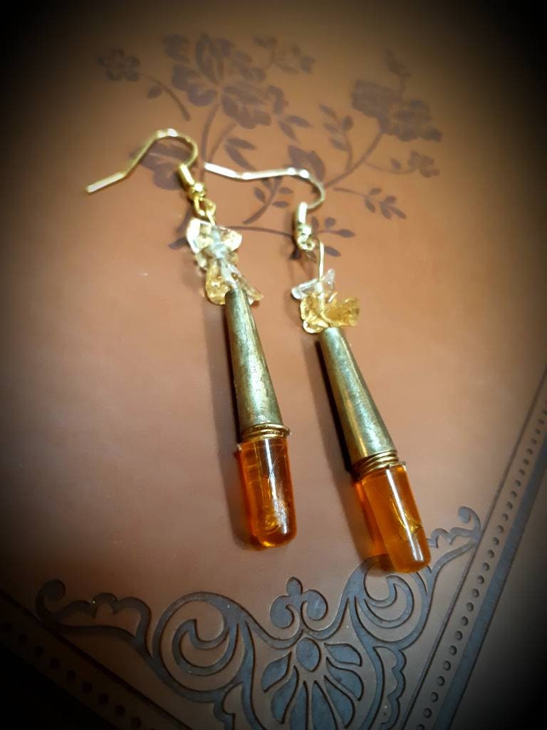 Citrine with amber colored kite brite earrings