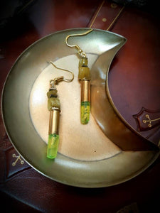 Olive jade and green lite brite bullet earrings